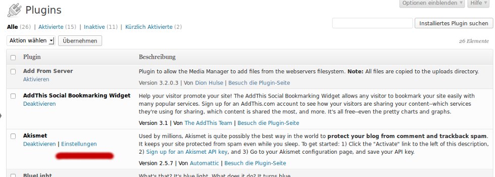 Manage Plugins: Links zu WordPress-Plugins hinzufügen